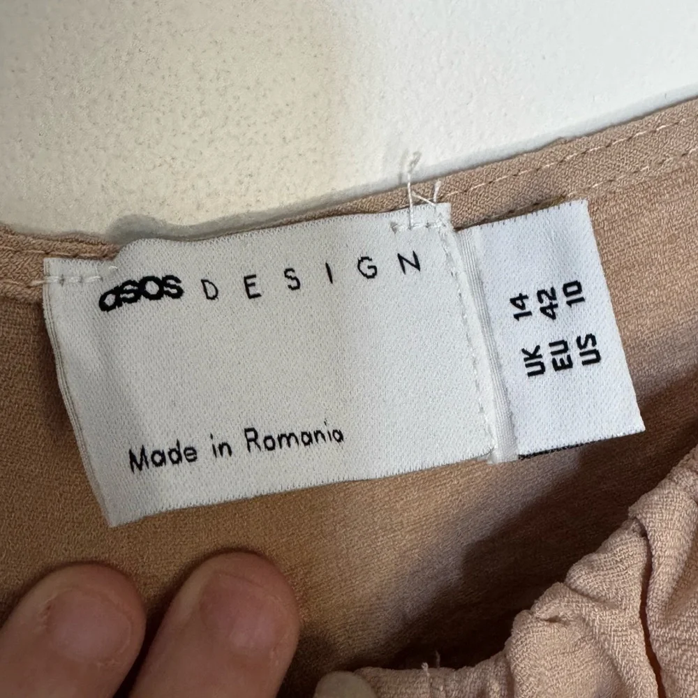 50 ASOS Tan Button-Front Sleeveless Romper - Picture 3 of 7